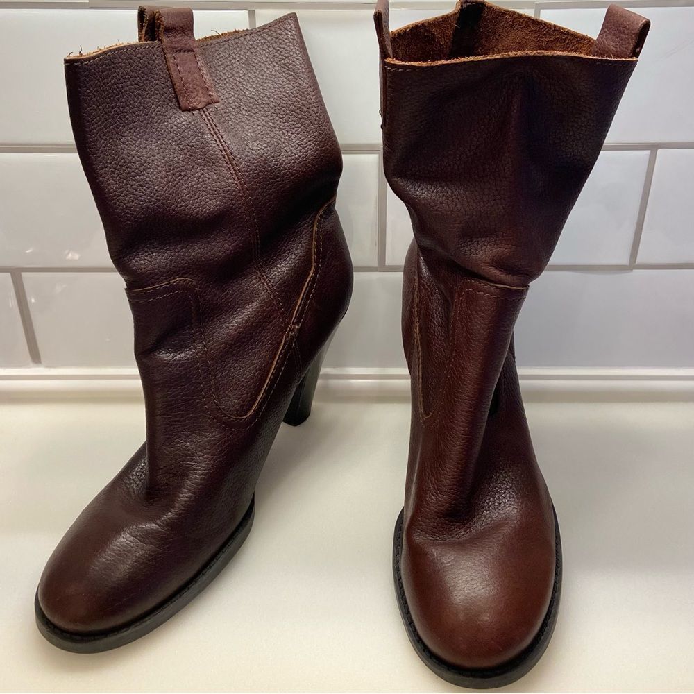 Nine & Co. Brown Genuine Leather Mid calf Boots👢 Size 9.5